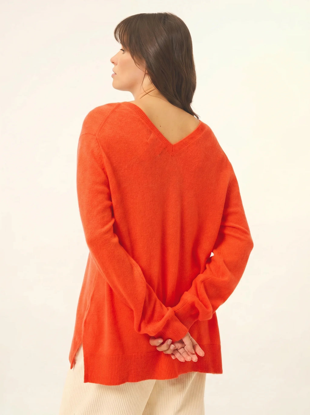 OPAL Pullover V-Ausschnitt vorne und hinten Orange