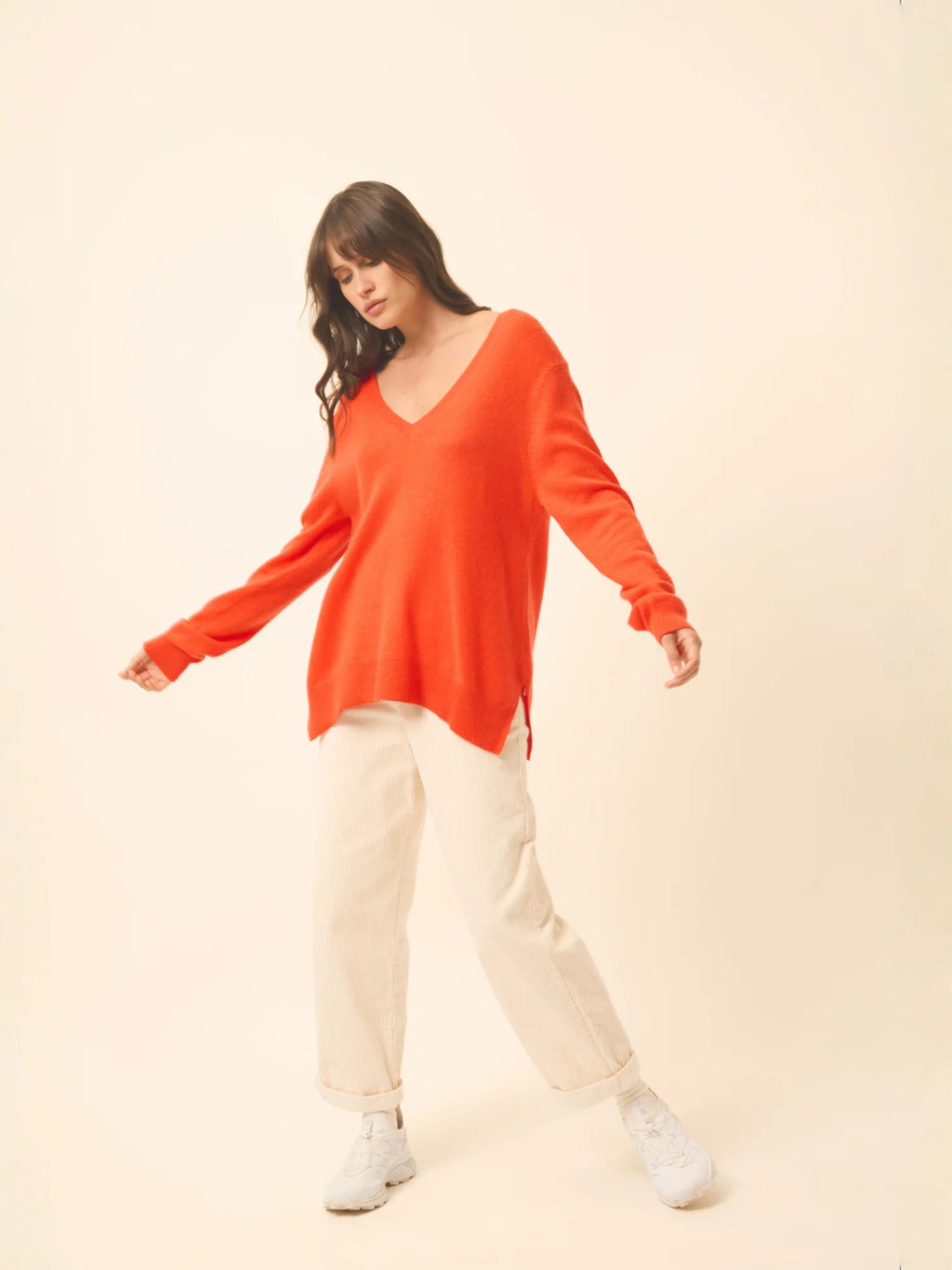 OPAL Pullover V-Ausschnitt vorne und hinten Orange
