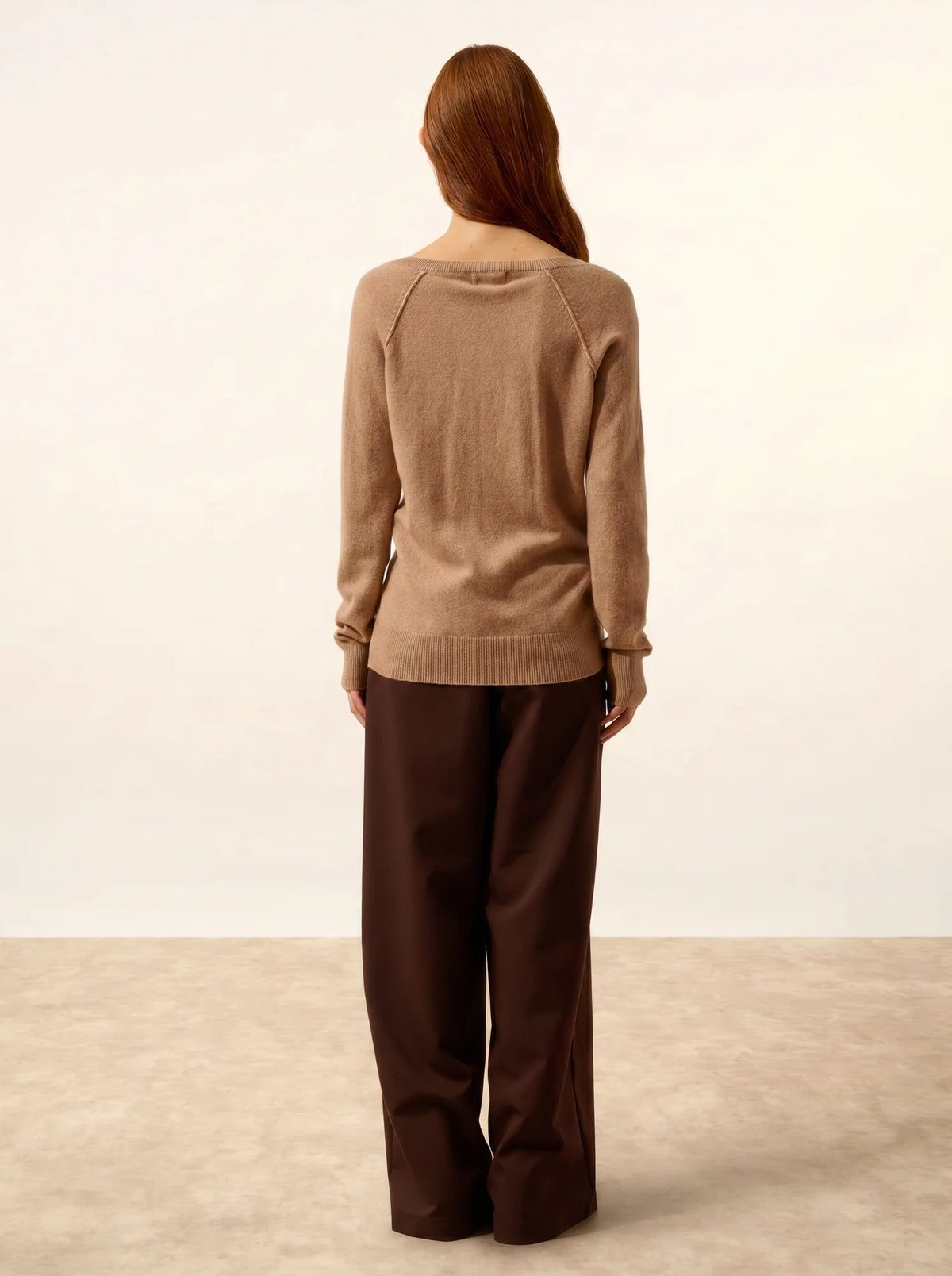 PHOEBE Pullover V-Ausschnitt Camel meliert