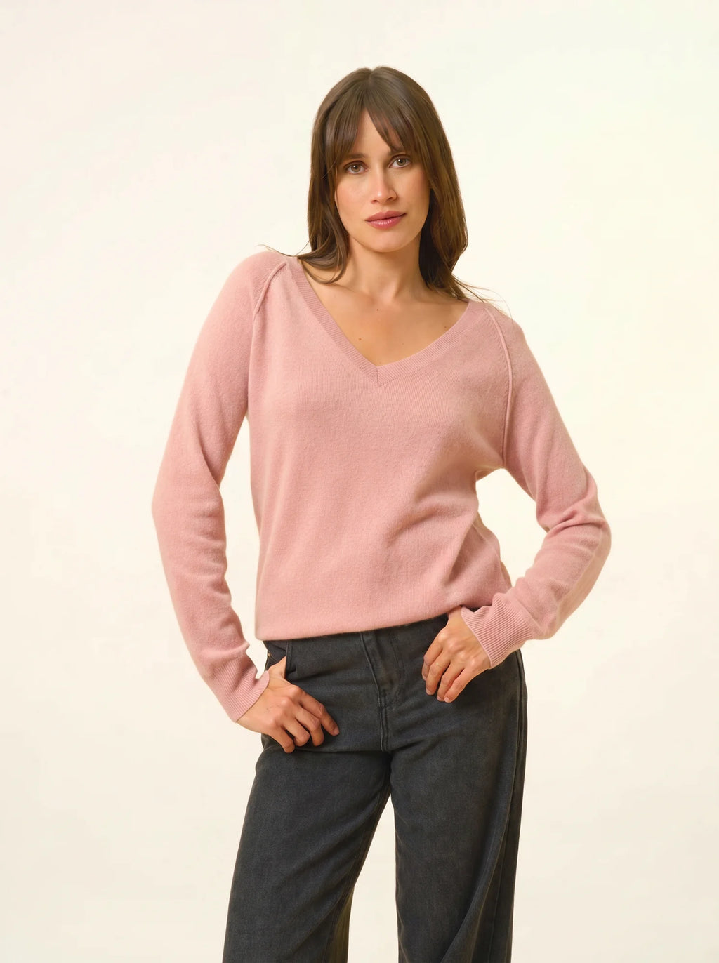 PHOEBE Pullover V-Ausschnitt Rosenholz