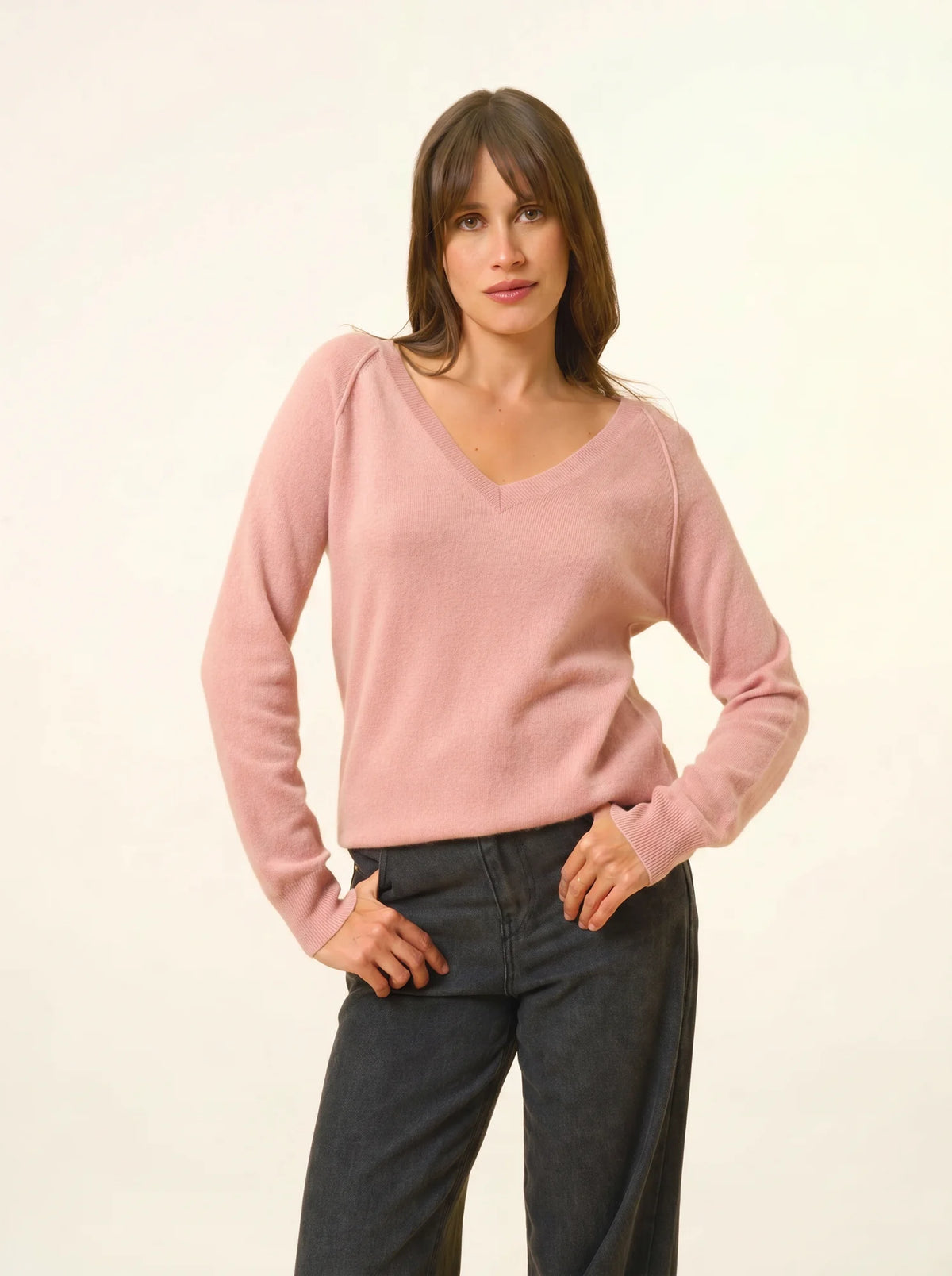 PHOEBE Pullover V-Ausschnitt Rosenholz