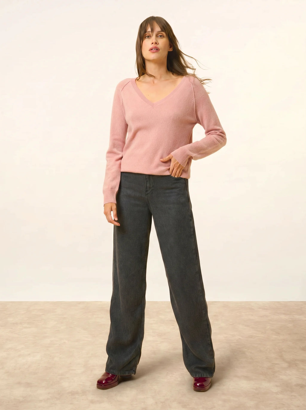 PHOEBE Pullover V-Ausschnitt Rosenholz