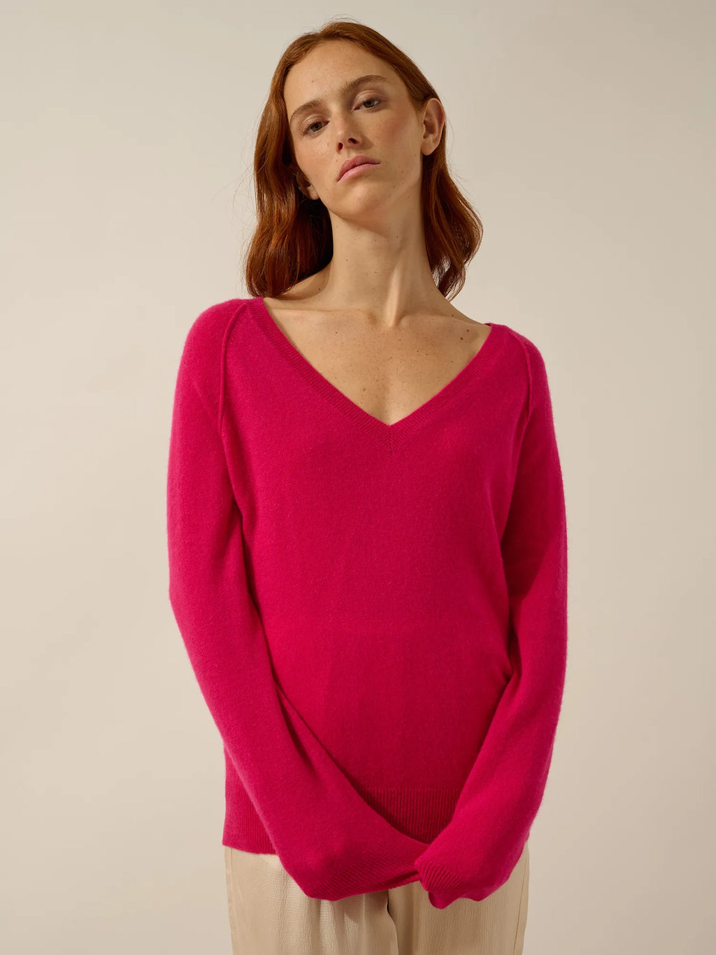 PHOEBE Pullover V-Ausschnitt Fuchsia