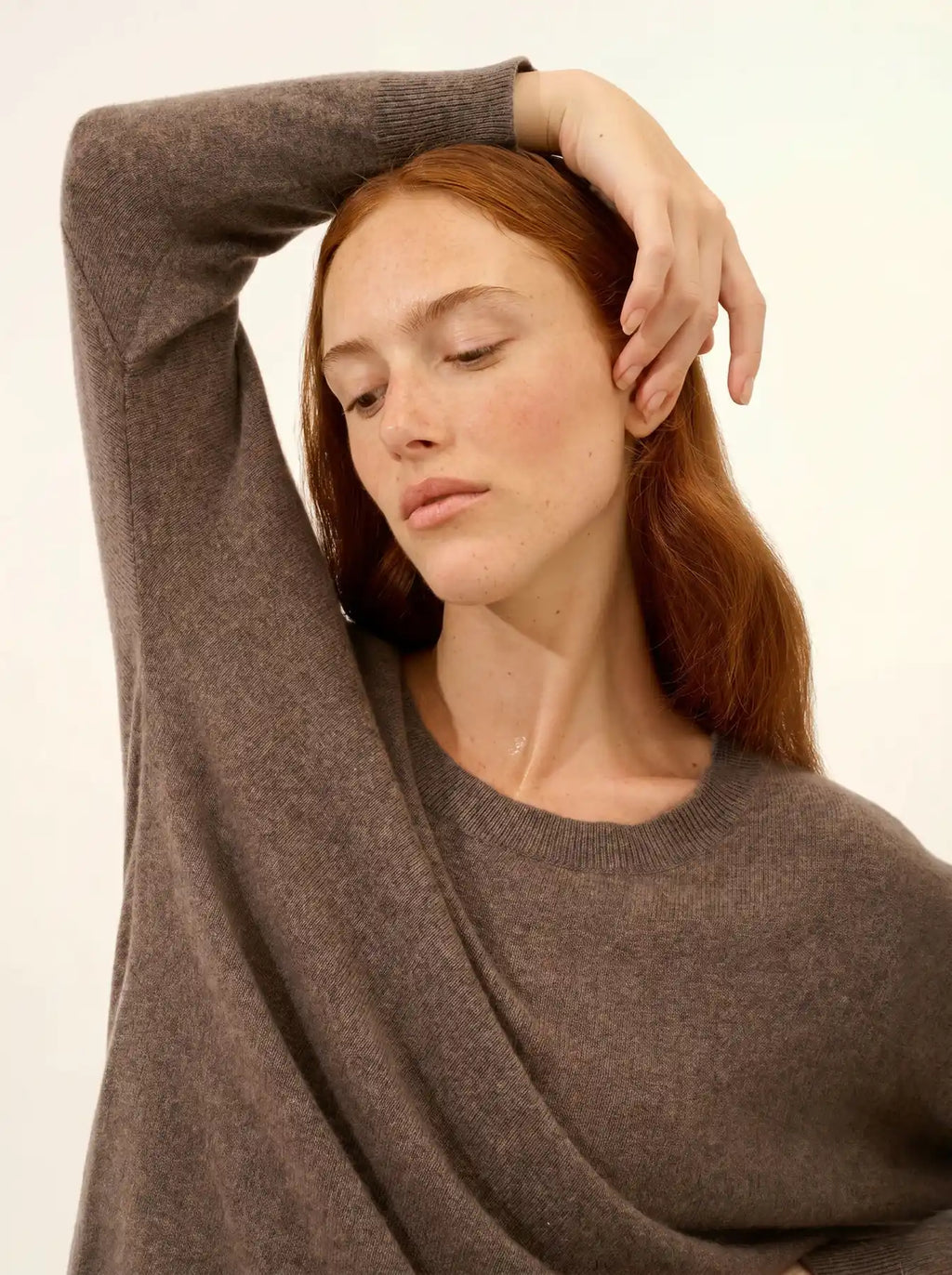 REBECCA Pullover Fledermausarm Taupe meliert