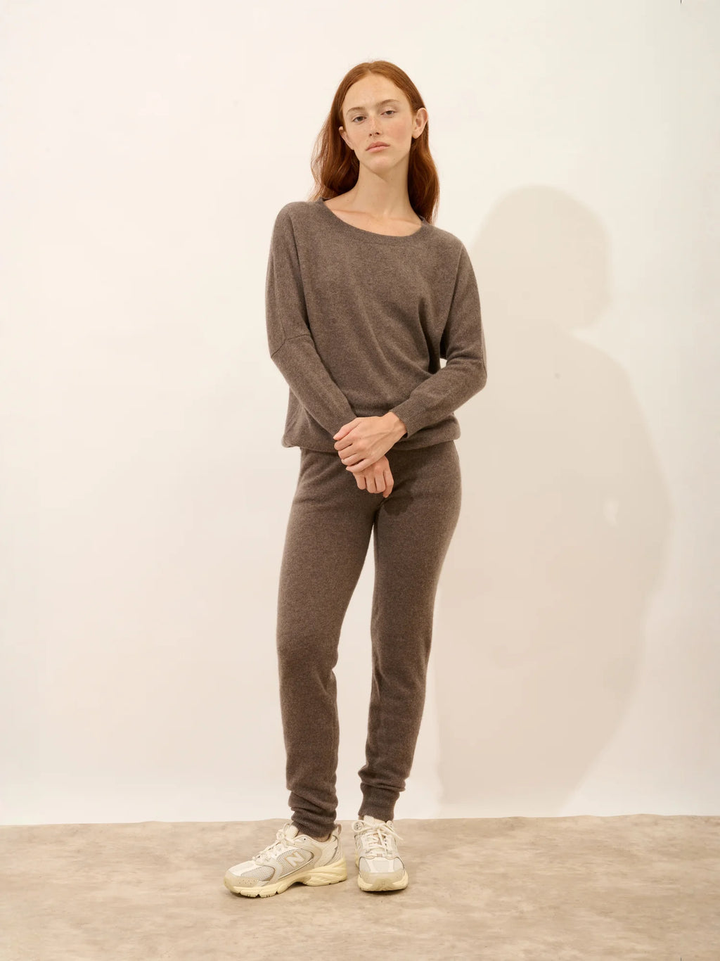REBECCA Pullover Fledermausarm Taupe meliert