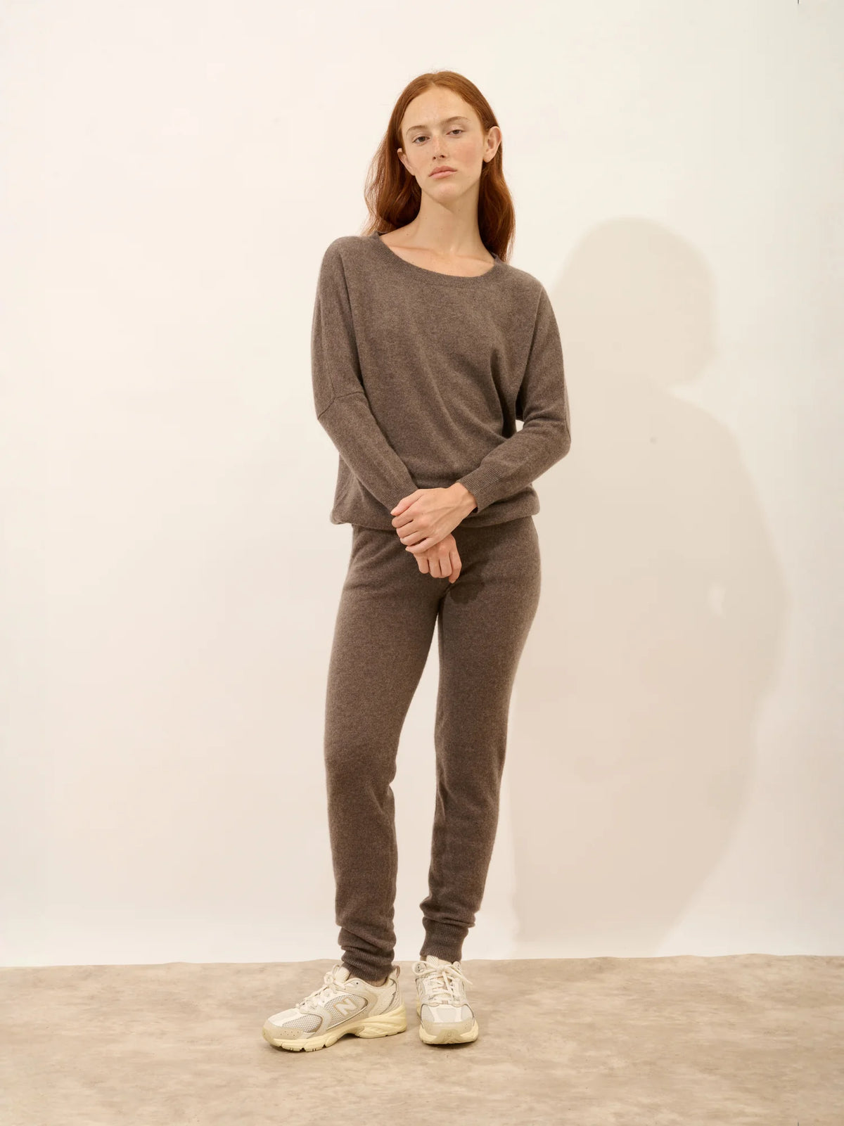 REBECCA Pullover Fledermausarm Taupe meliert
