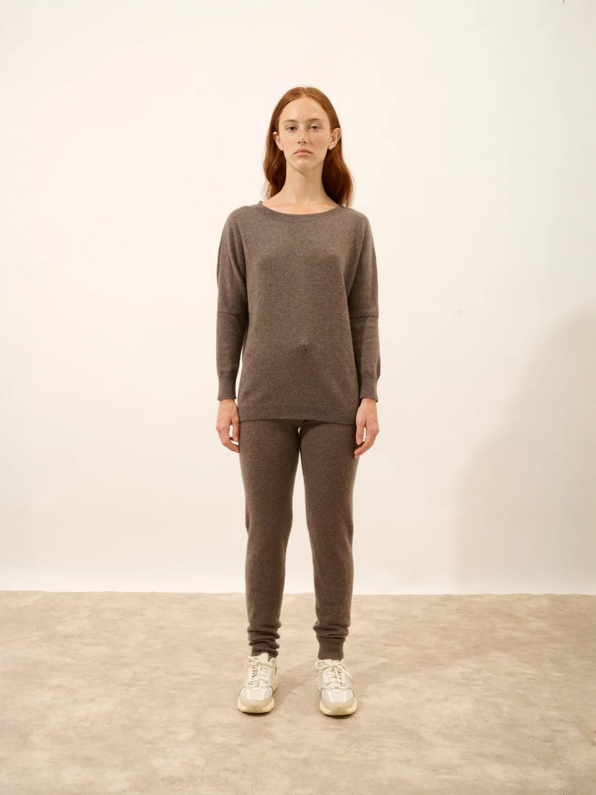 REBECCA Pullover Fledermausarm Taupe meliert