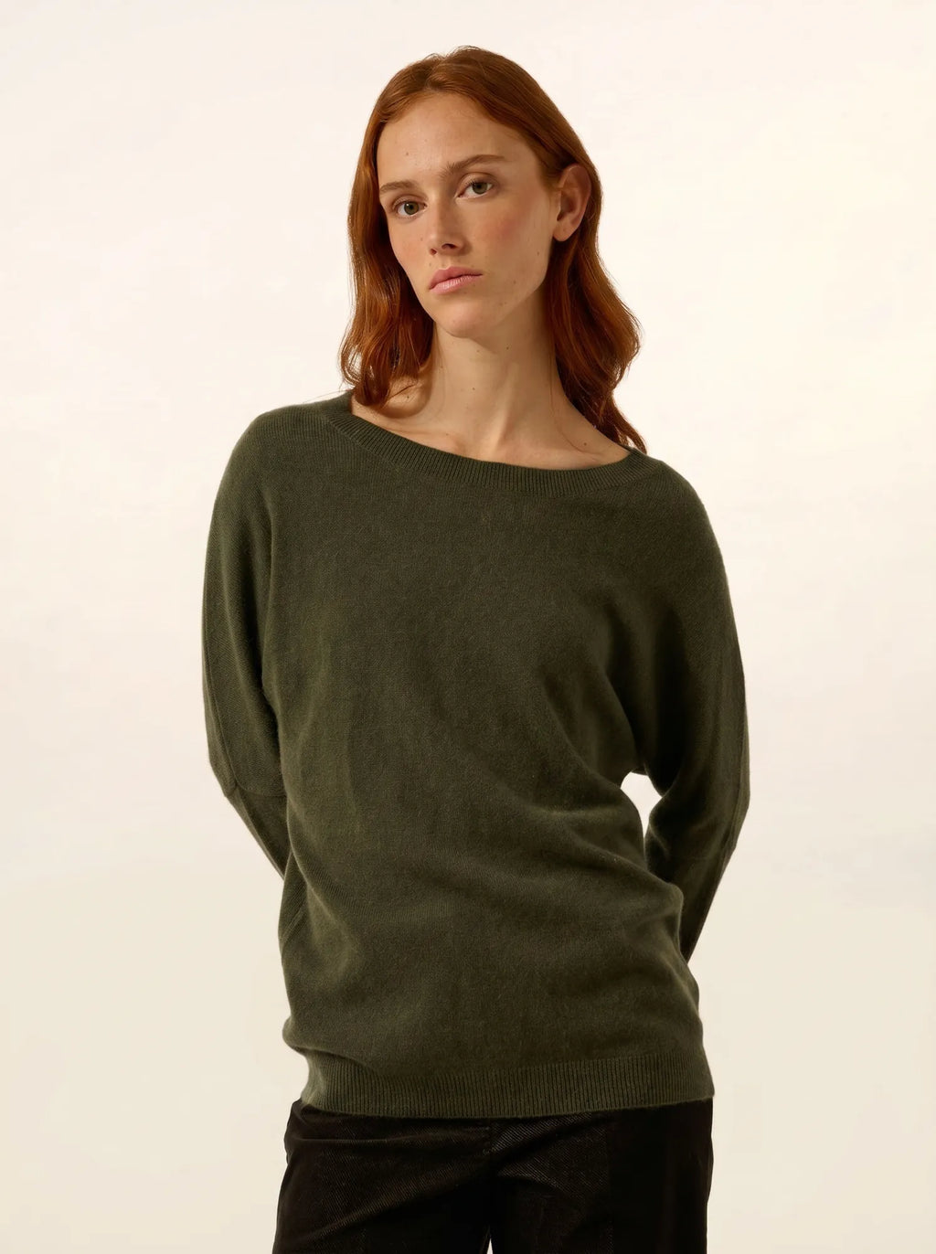 REBECCA Pullover Fledermausarm Khaki