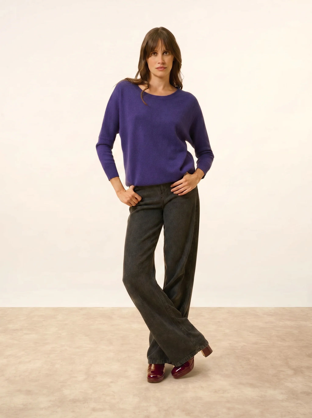 REBECCA Pullover Fledermausarm Tiefviolett