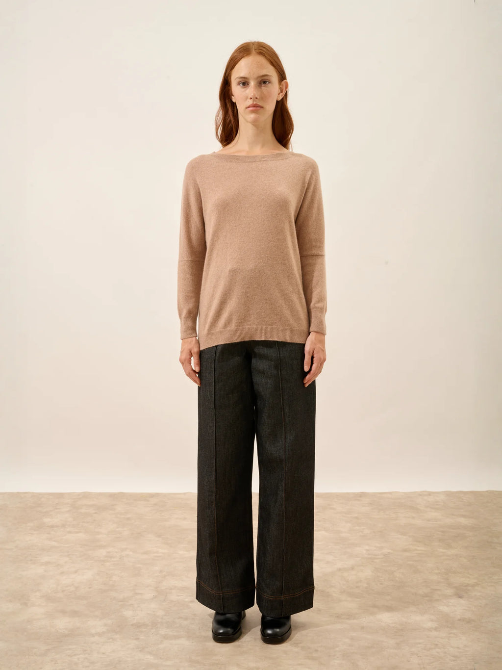 REBECCA Pullover Fledermausarm Camel meliert