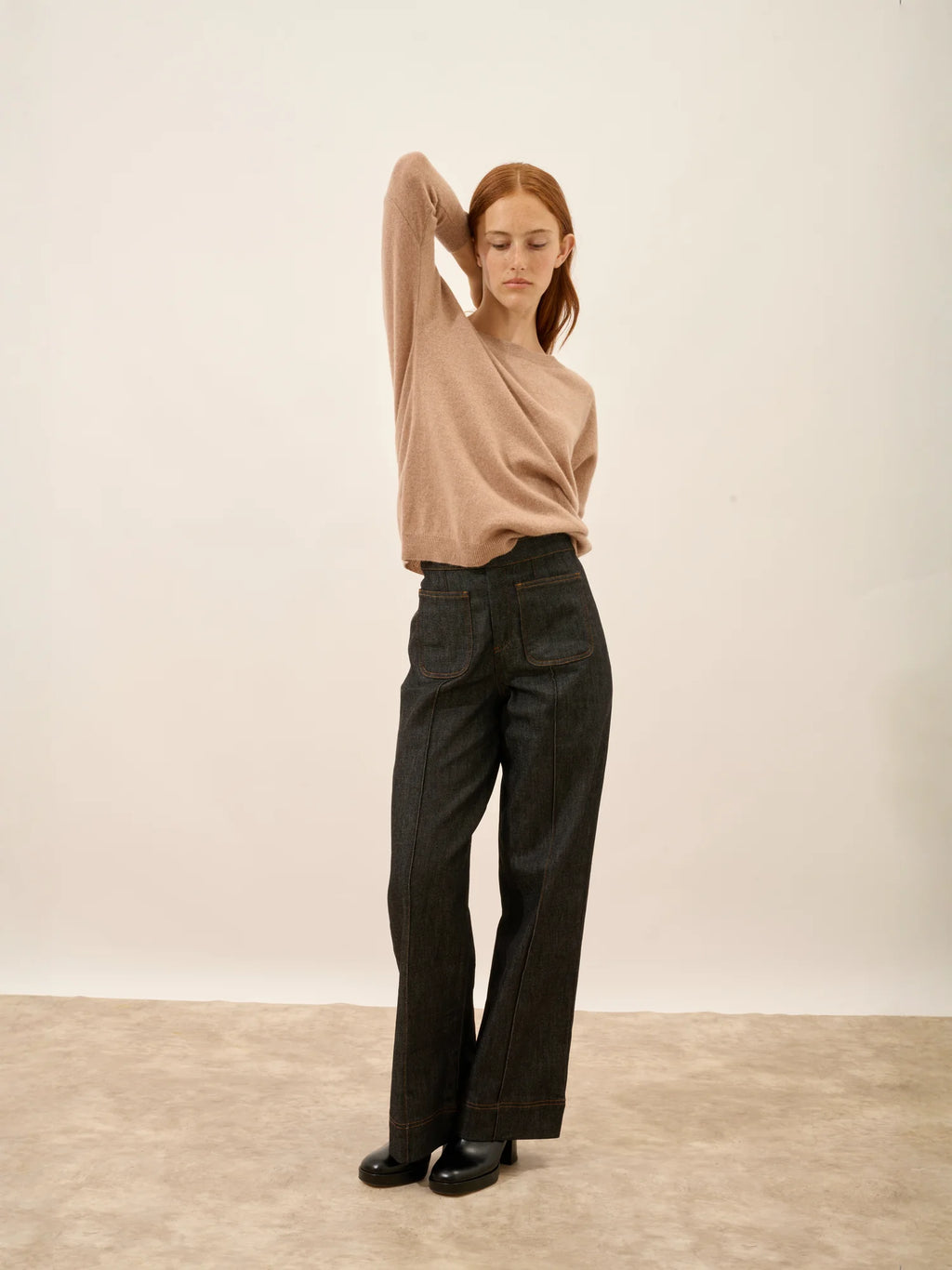 REBECCA Pullover Fledermausarm Camel meliert
