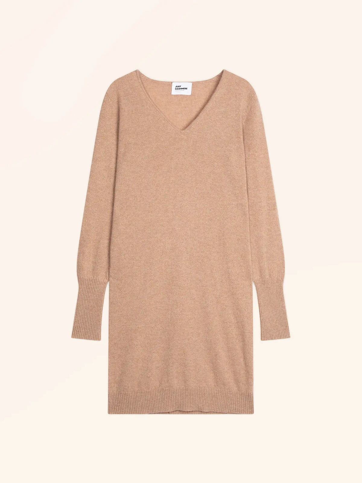 TRACY Robe Col V Camel Chiné