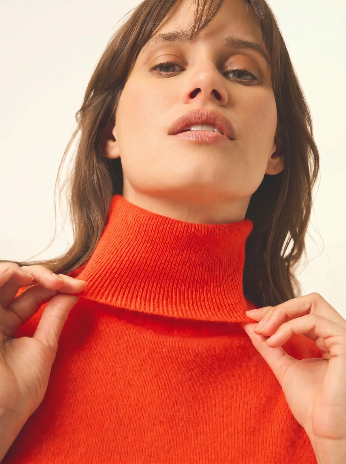 VIOLET Pull Col Roulé sans Manches Orange