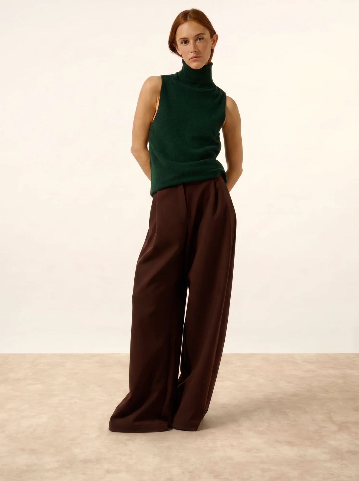 VIOLET Sweater Turtleneck Sleeveless Cypress