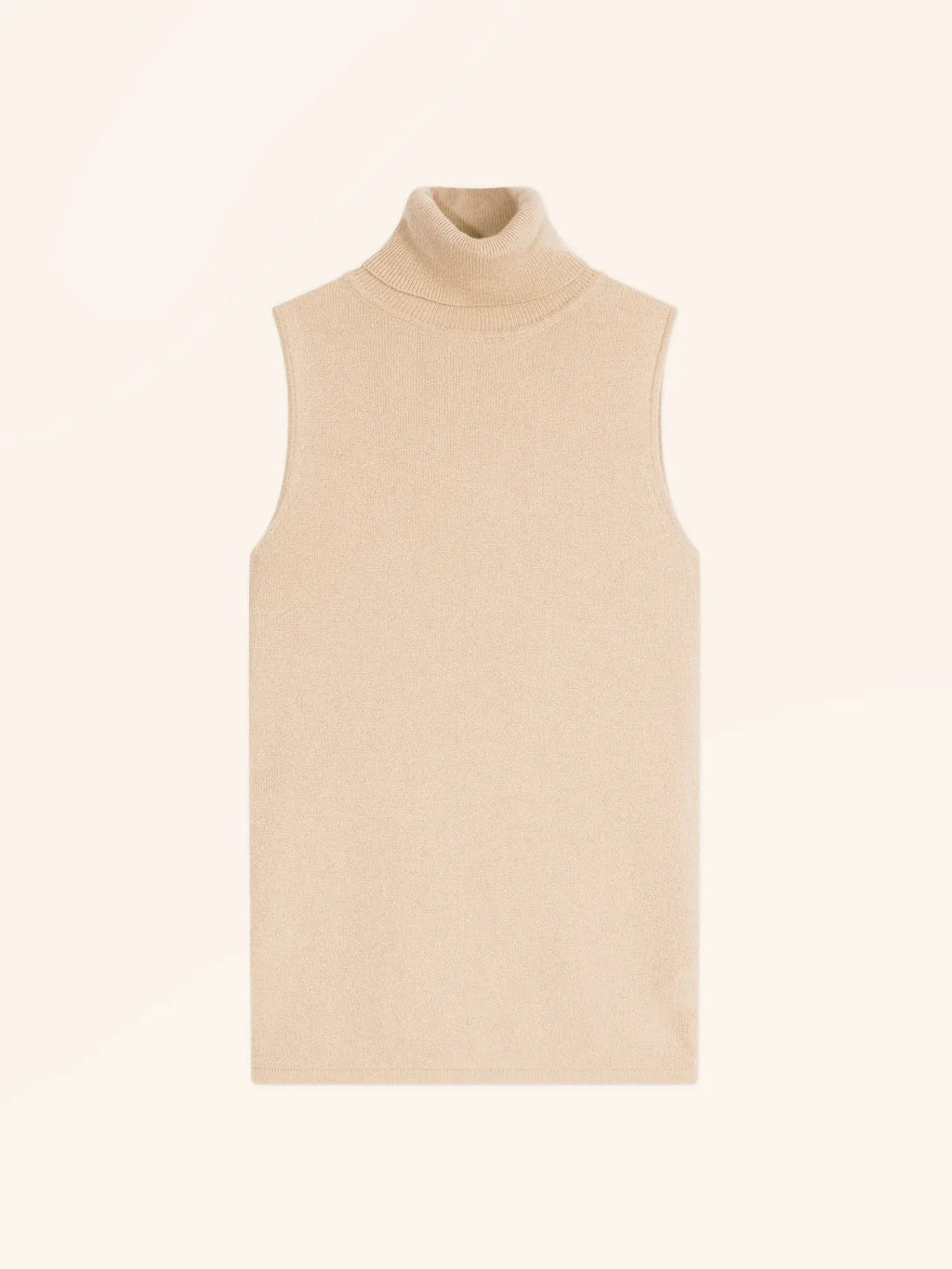 VIOLET Pull Col Roulé sans Manches Sable