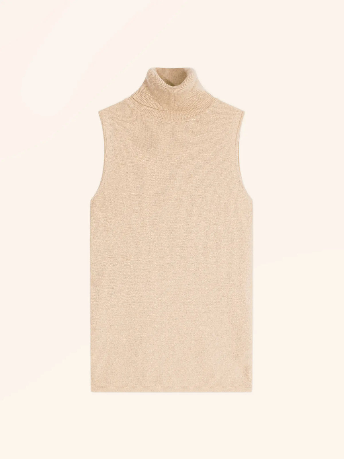 VIOLET Pull Col Roulé sans Manches Sable