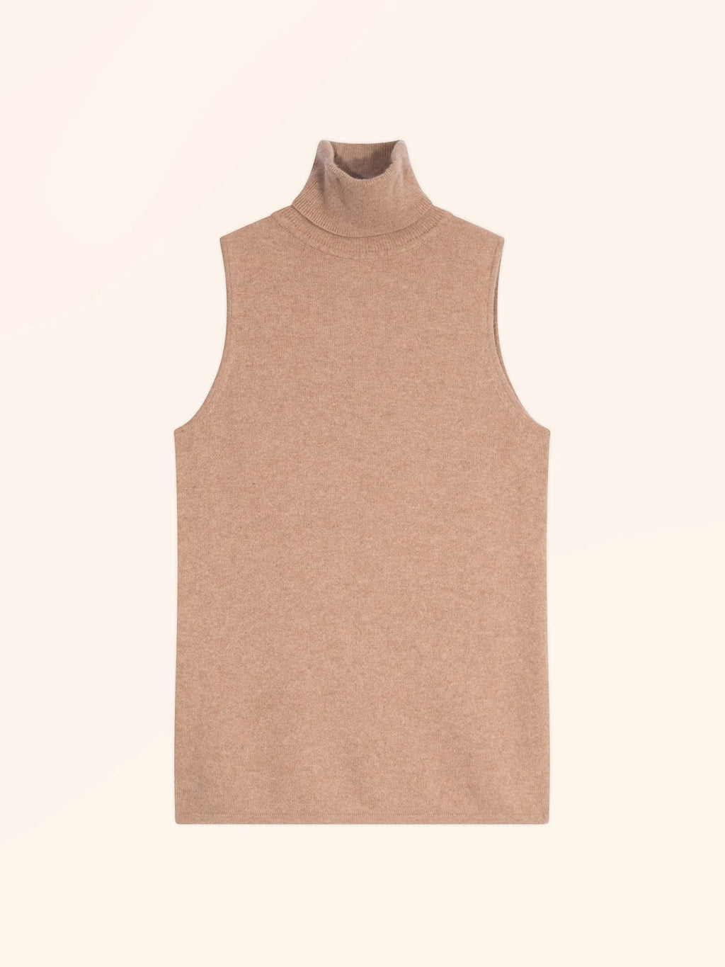 VIOLET Pull Col Roulé sans Manches Camel Chiné