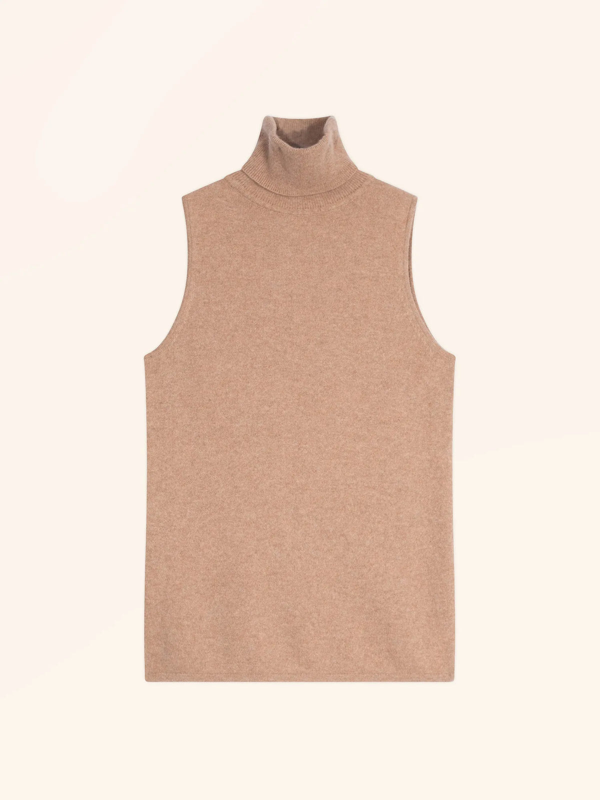 VIOLET Pull Col Roulé sans Manches Camel Chiné