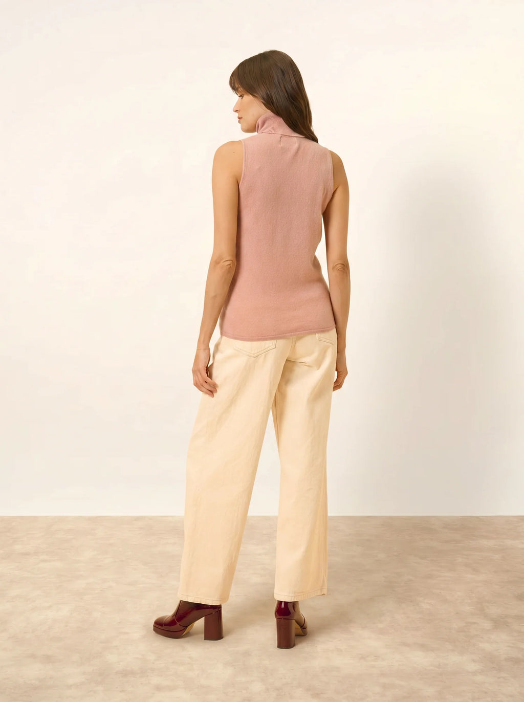 VIOLET Pullover Rollkragen ärmellos Rosenholz