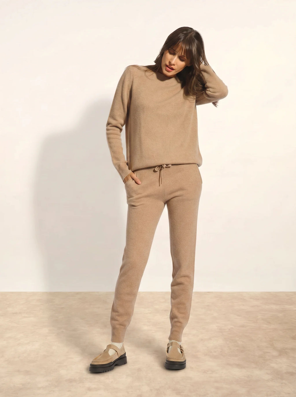 WENDY Joggers Heather Camel