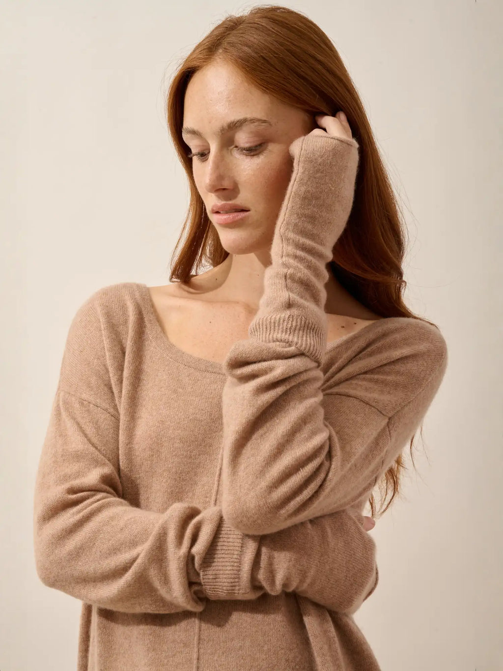 ZOE Fingerless Gloves Heather Camel