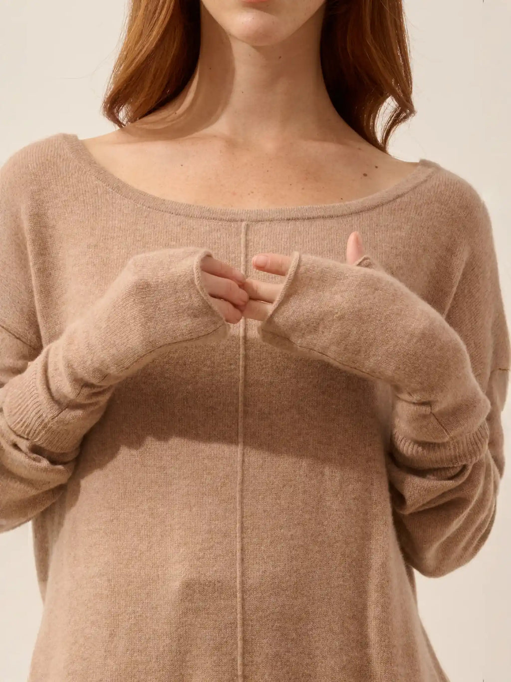 ZOE Fingerless Gloves Heather Camel