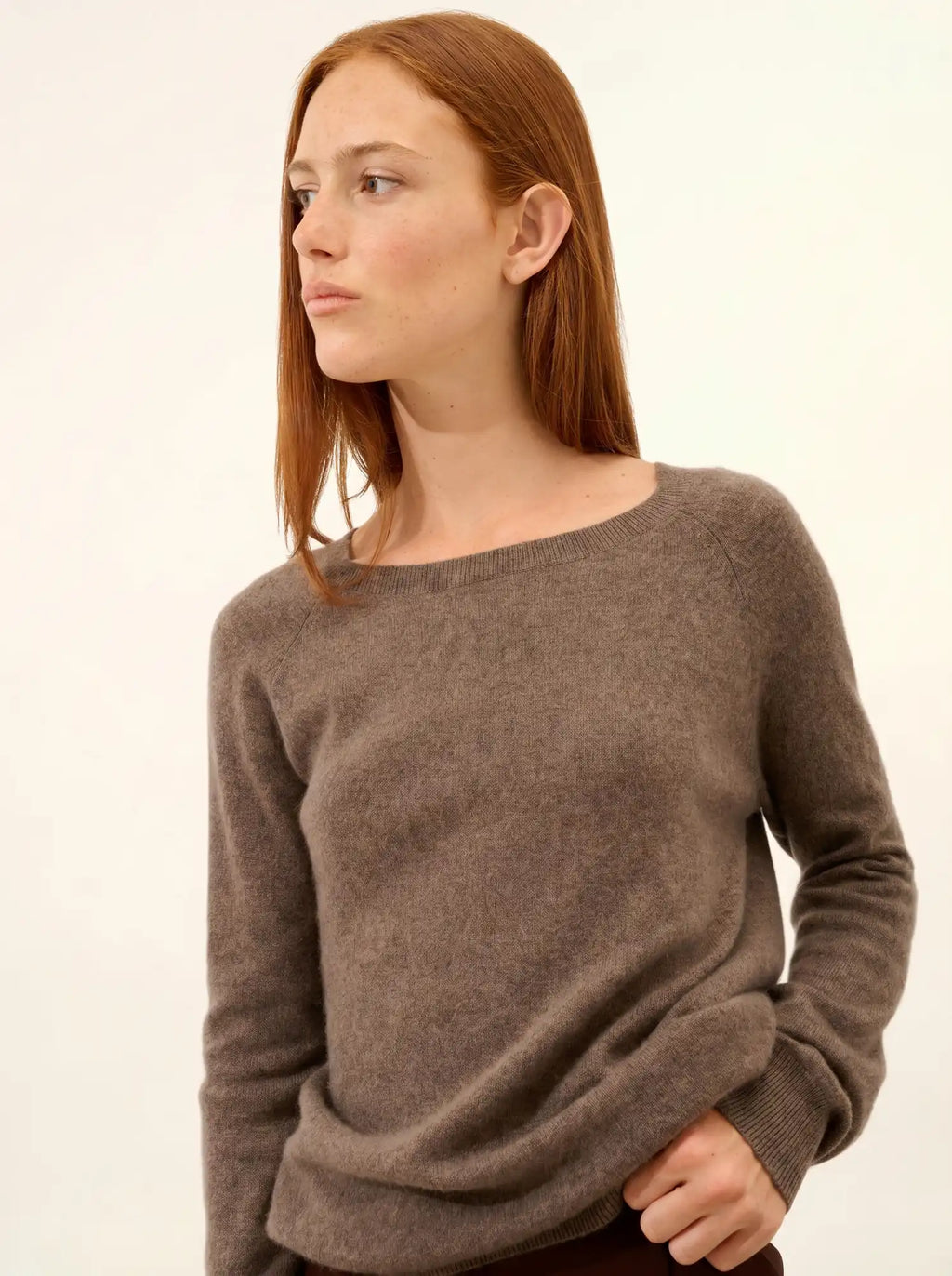 ABIGAILE Pull Col Bateau Goutte Dos Taupe Chiné