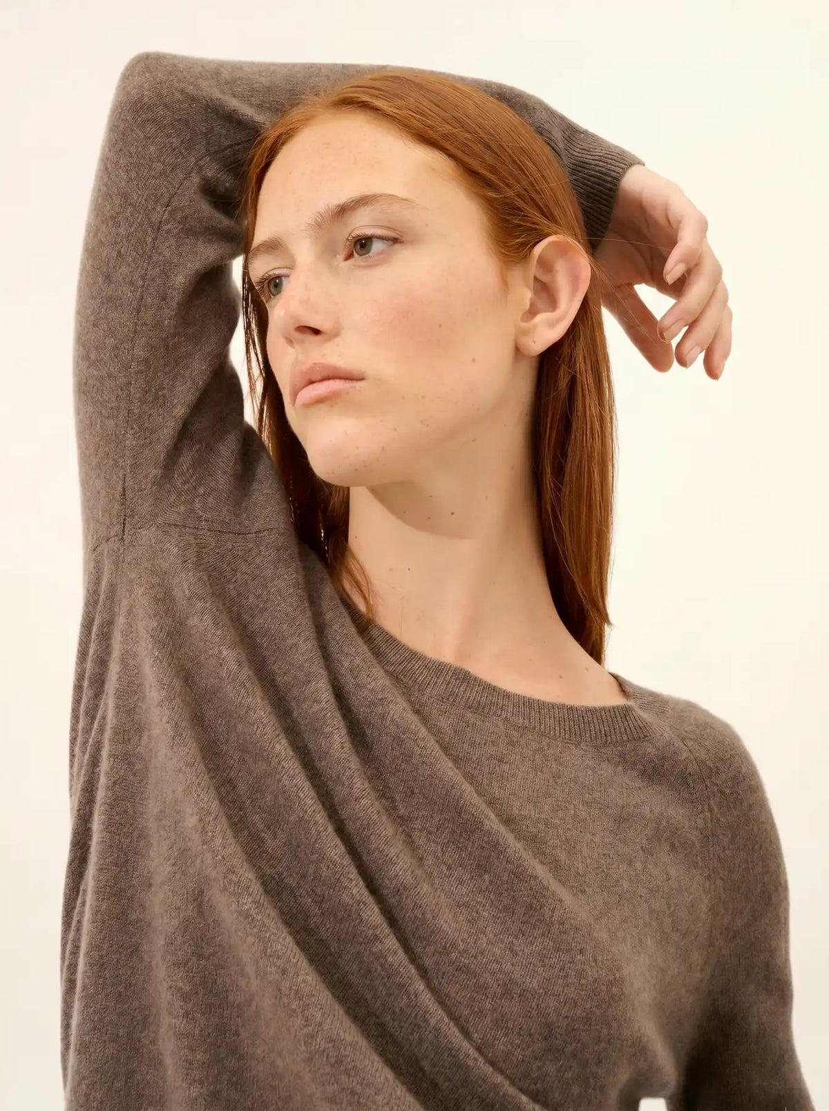 ABIGAILE Pull Col Bateau Goutte Dos Taupe Chiné