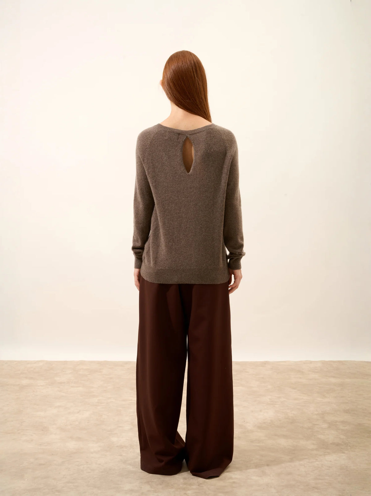 ABIGAILE Pull Col Bateau Goutte Dos Taupe Chiné