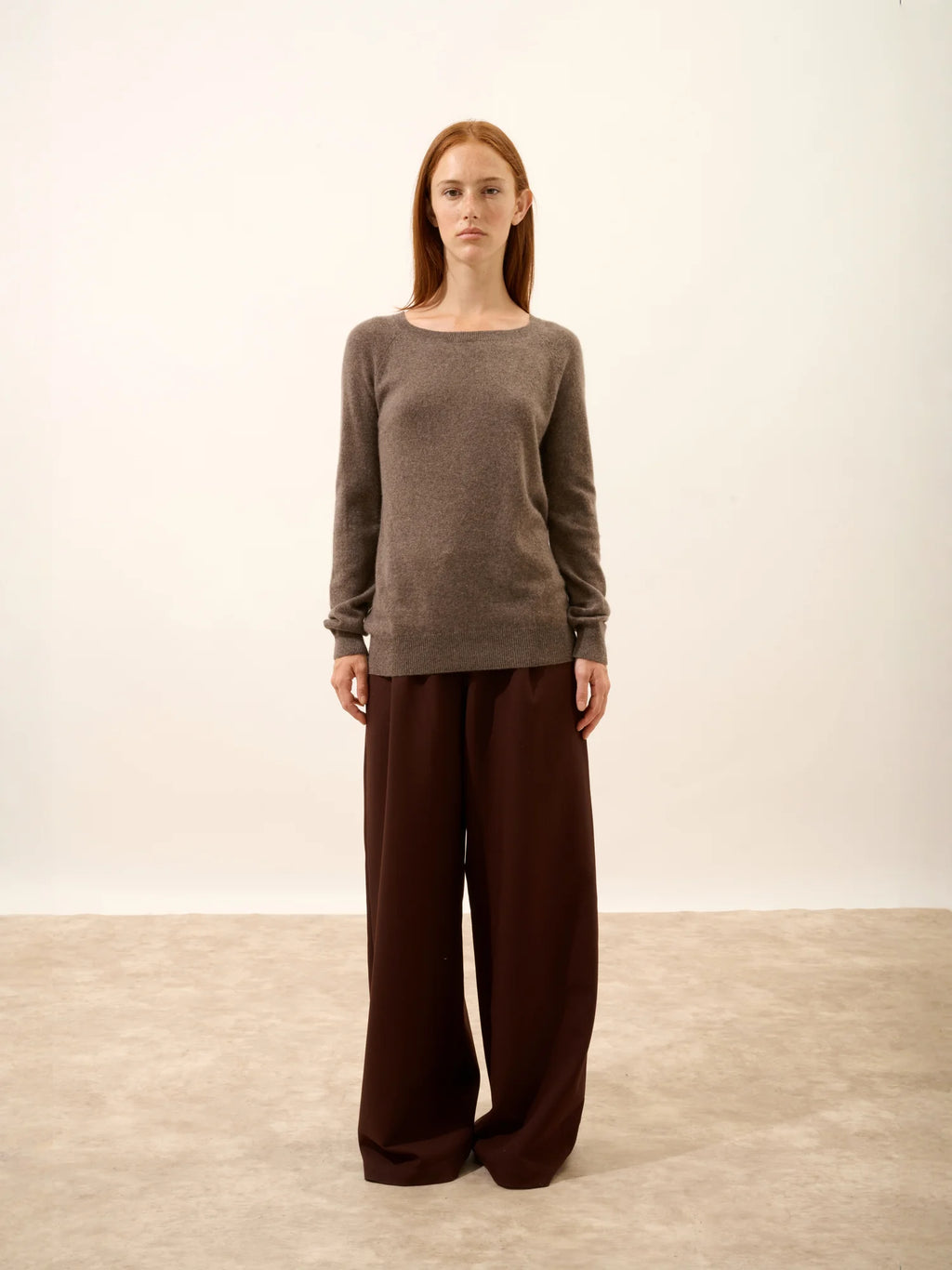 ABIGAILE Pull Col Bateau Goutte Dos Taupe Chiné