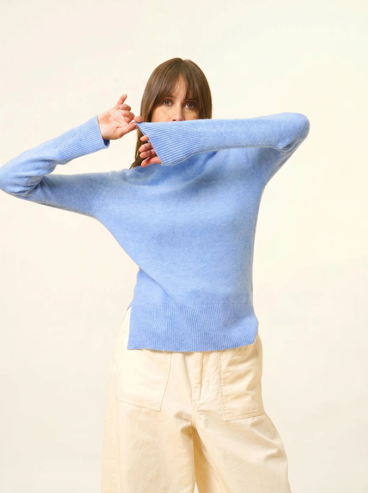 LEXIE Pull Col Roulé Ciel