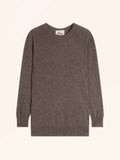 JANICE Pull Col Rond Boutonné Dos Taupe Chiné