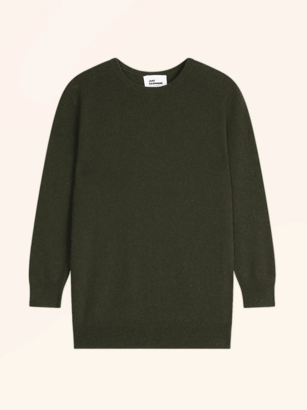 JANICE Sweater Crew Neck Buttoned Back Khaki