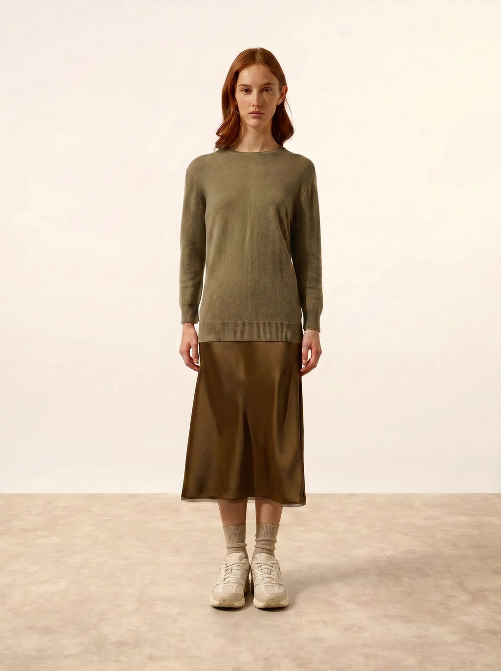 JANICE Pull Col Rond Boutonné Dos Army