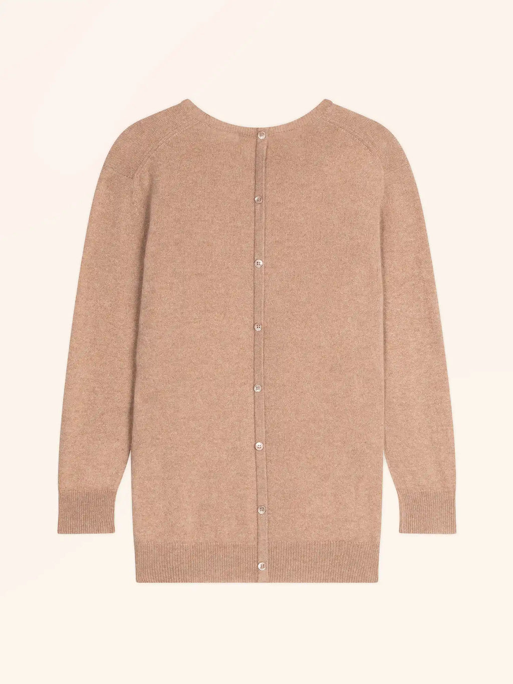 JANICE Pull Col Rond Boutonné Dos Camel Chiné