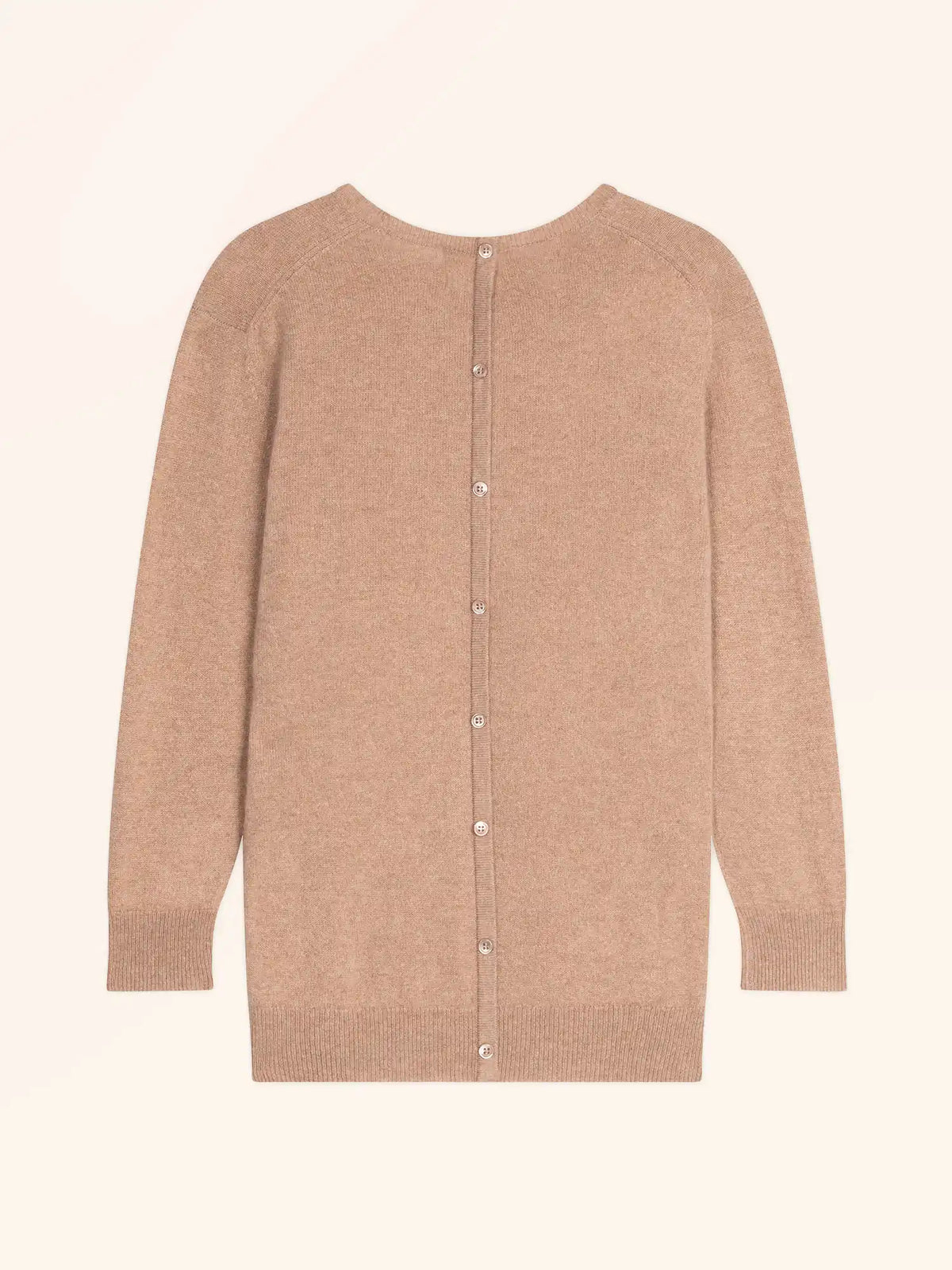 JANICE Pull Col Rond Boutonné Dos Camel Chiné