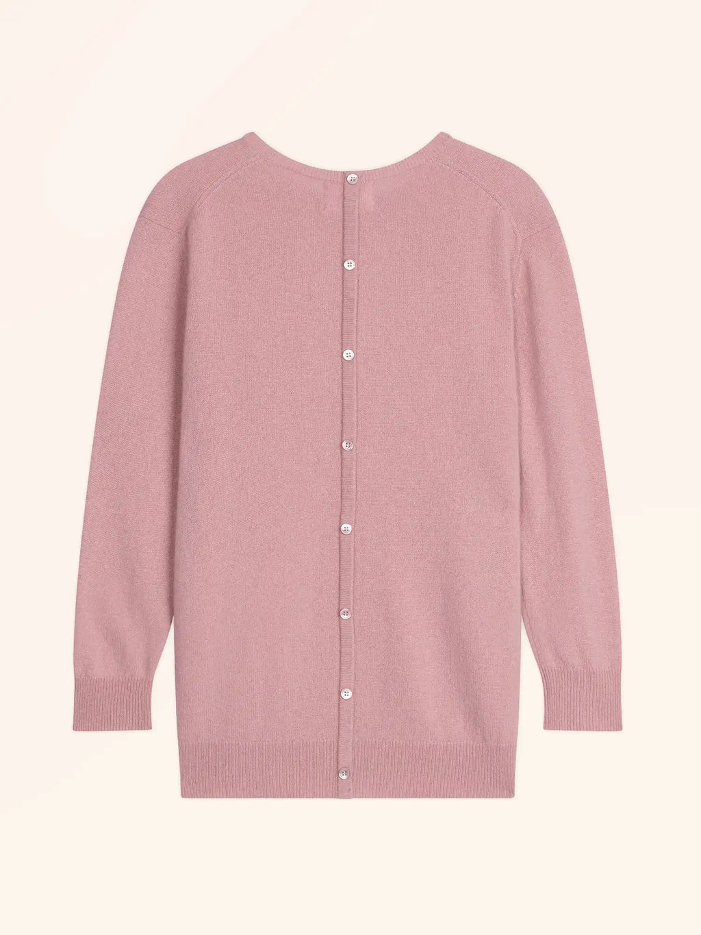 JANICE Pull Col Rond Boutonné Dos Bois de Rose
