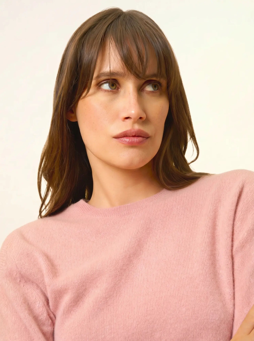 JANICE Pull Col Rond Boutonné Dos Bois de Rose