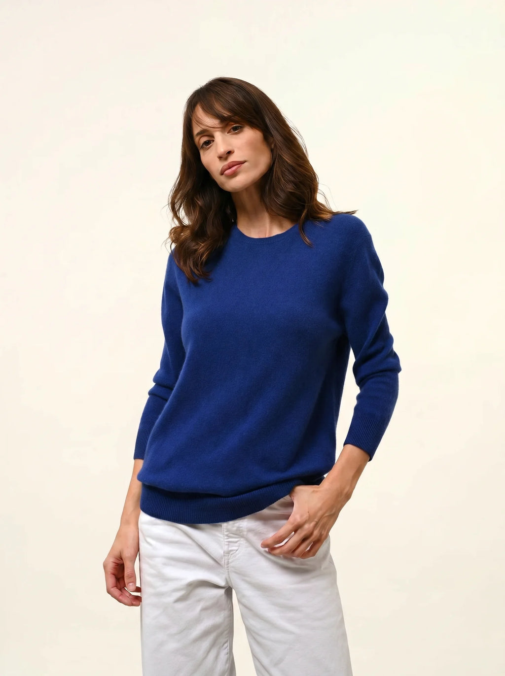 JANICE Pull Col Rond Boutonné Dos Outremer