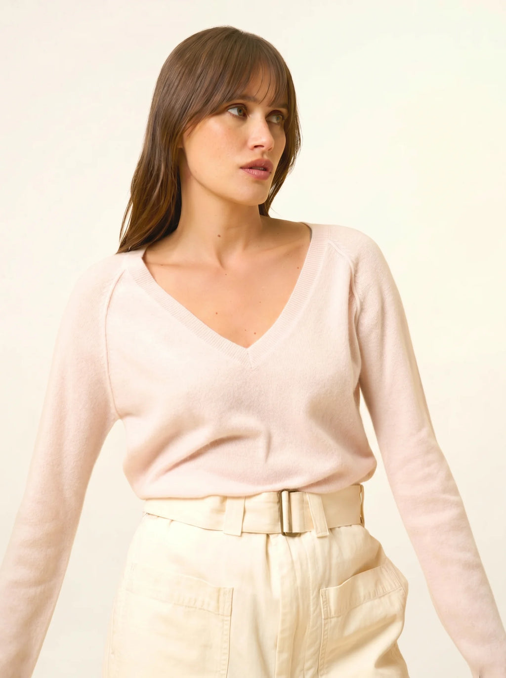 PHOEBE Pullover V-Ausschnitt Puderrosa