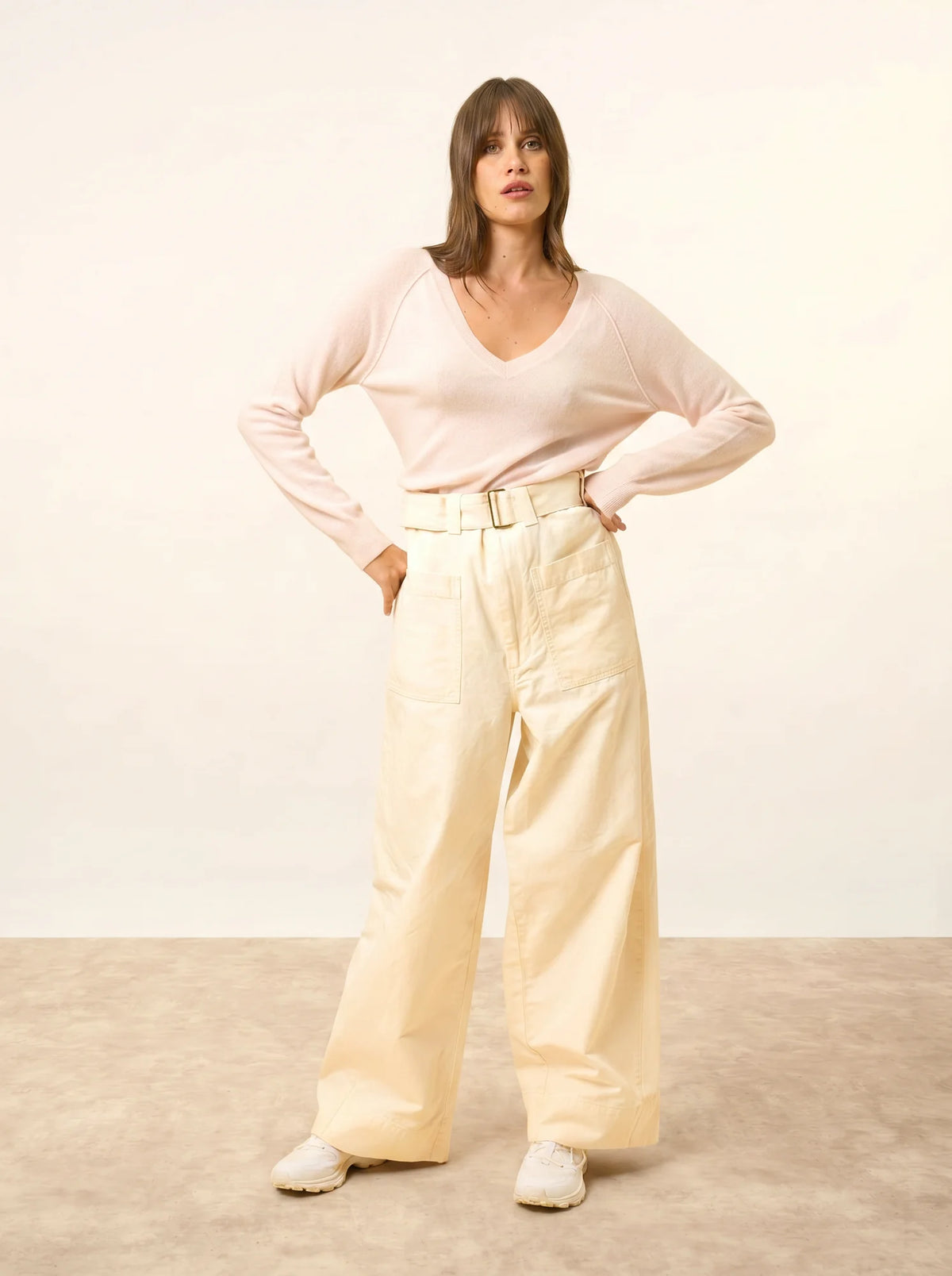 PHOEBE Pullover V-Ausschnitt Puderrosa