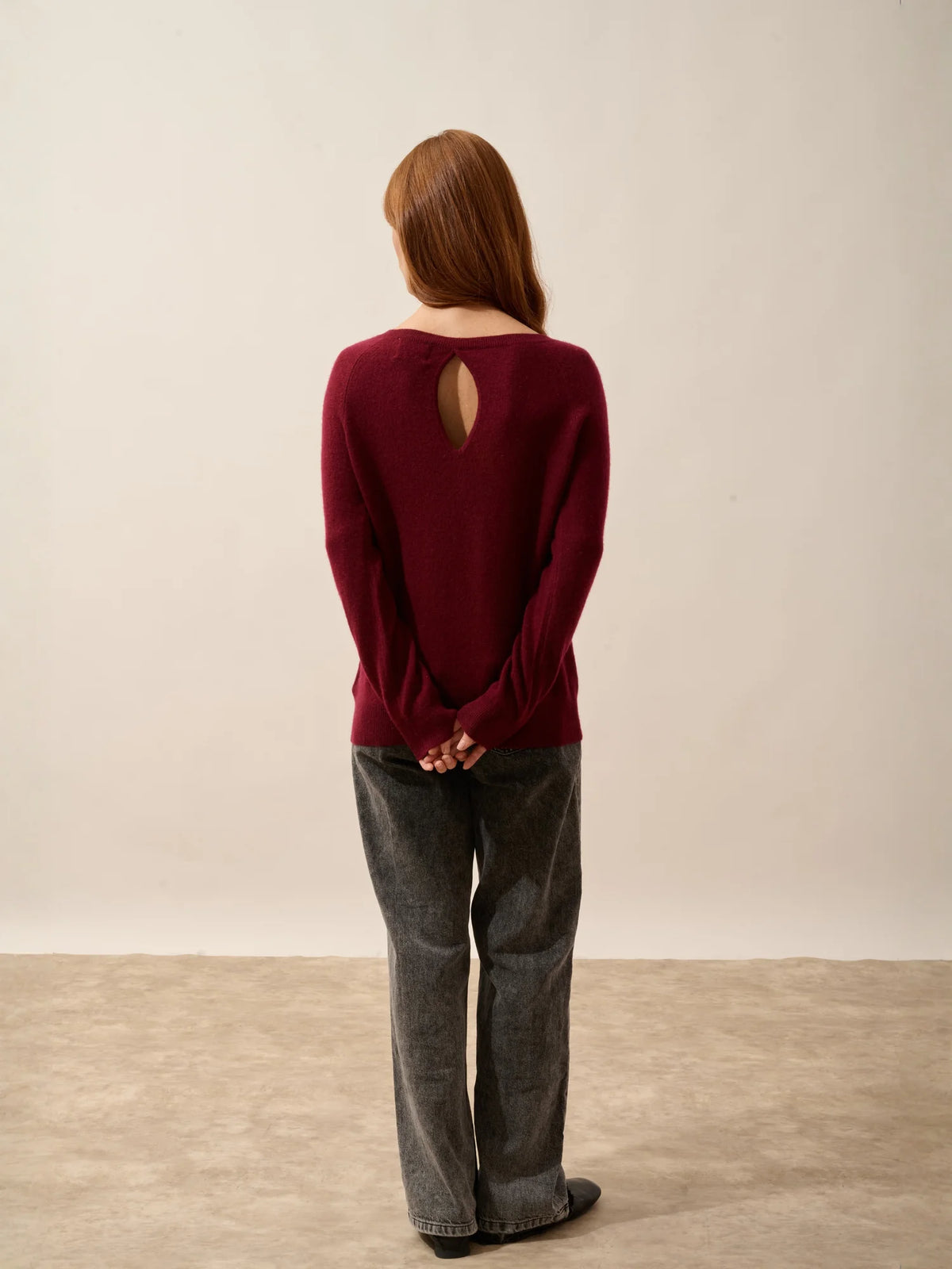 ABIGAILE Pull Col Bateau Goutte Dos Bordeaux
