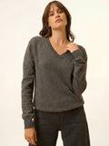 NORA Pull Col V Anthracite Chiné