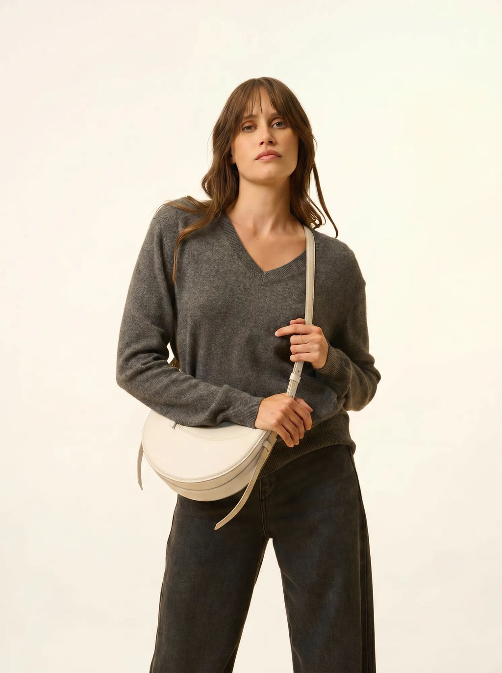 NORA Pull Col V Anthracite Chiné