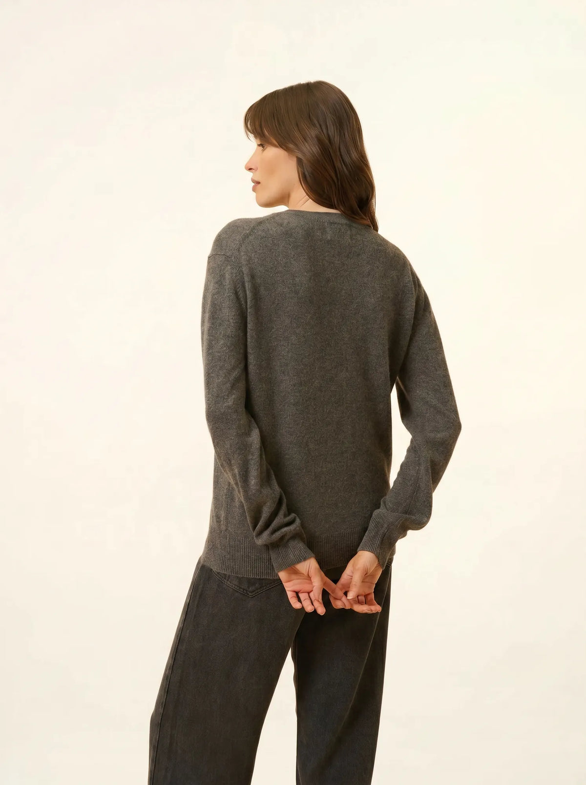 NORA Pull Col V Anthracite Chiné