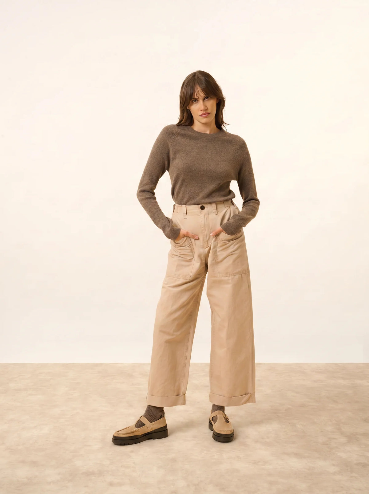 JANE Sweater Crew Neck Heather Taupe