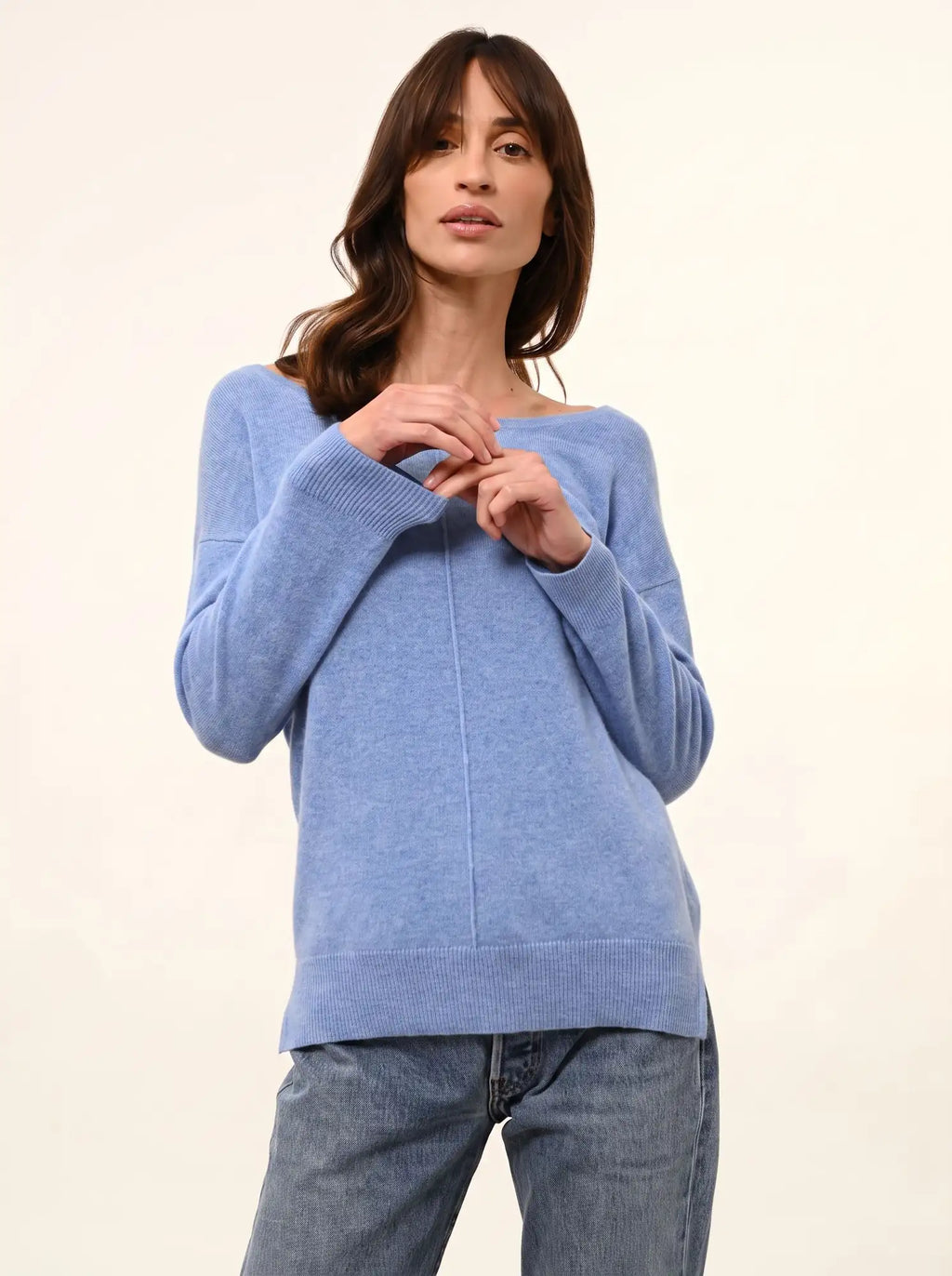 KAREN Pullover U-Boot-Ausschnitt Himmelblau