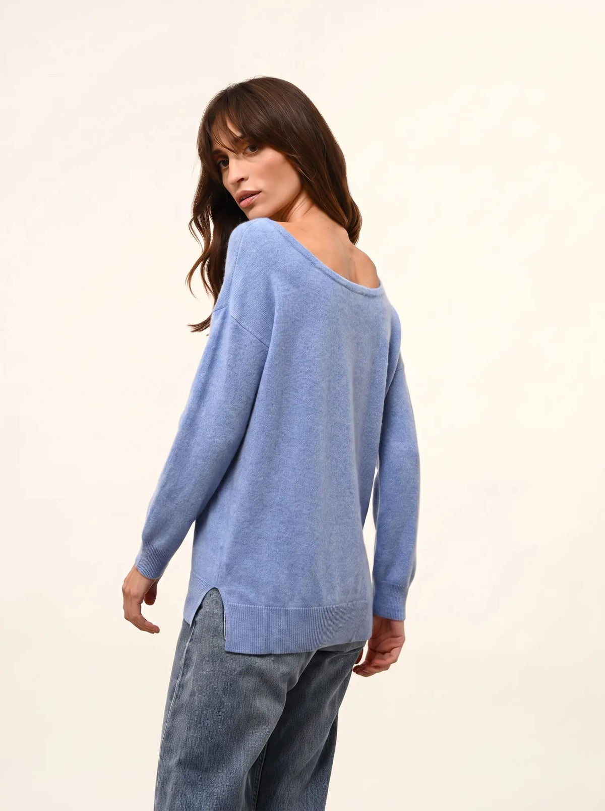 KAREN Pullover U-Boot-Ausschnitt Himmelblau