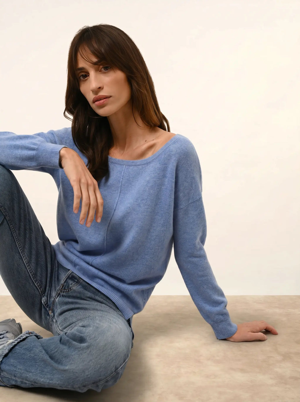 KAREN Pullover U-Boot-Ausschnitt Himmelblau