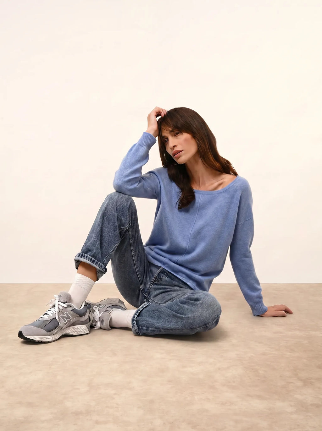 KAREN Pullover U-Boot-Ausschnitt Himmelblau
